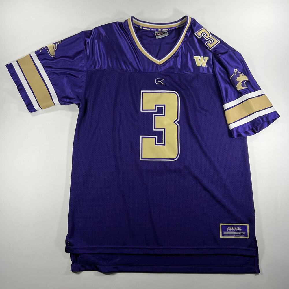 Vintage Colosseum Washington Huskies Stitched Jersey #3 Men's Size Large Purple